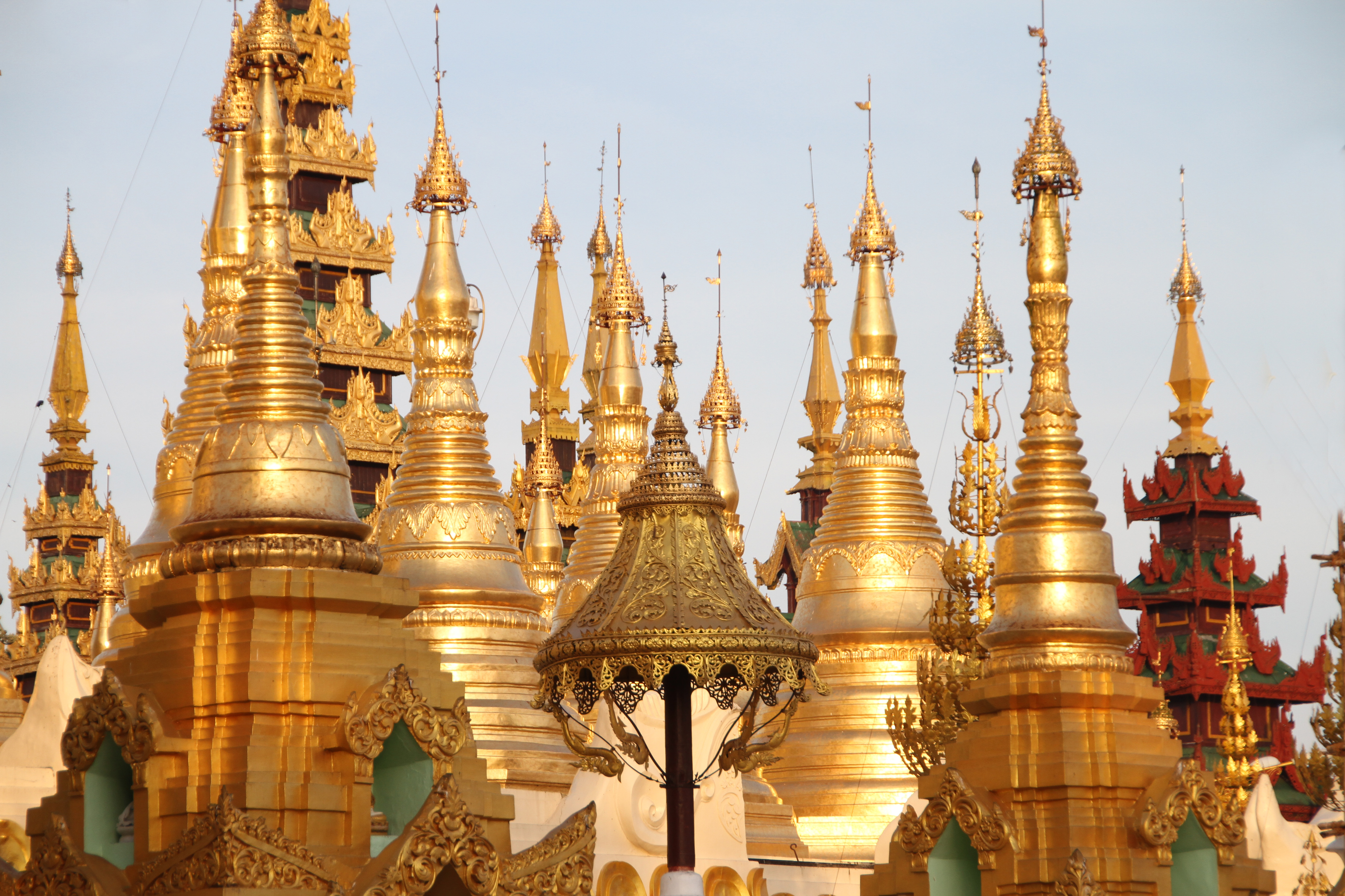 Close-up of the intricate details of the stupa