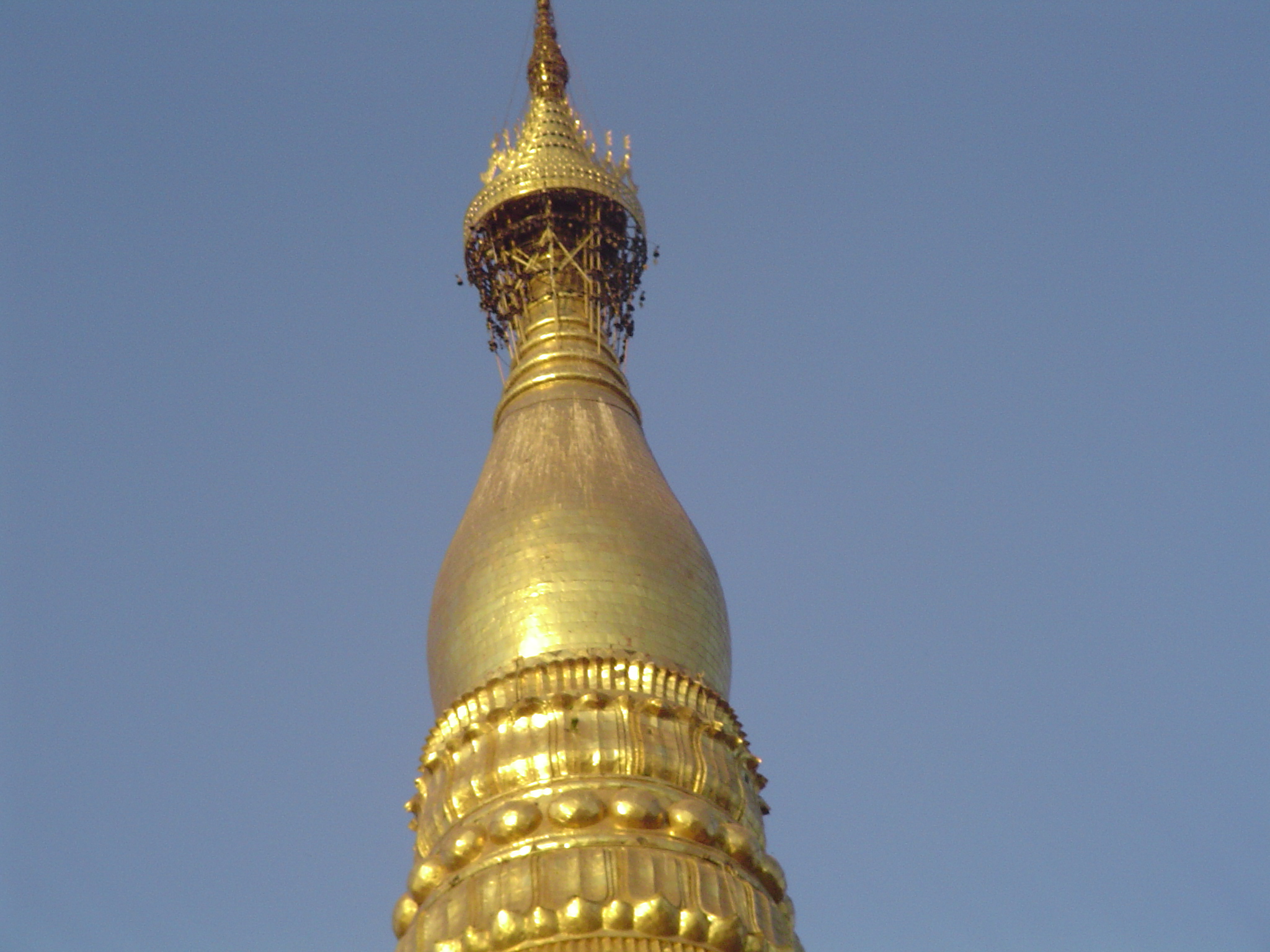 The Shwedagon Pagoda surrounded by smaller shrines