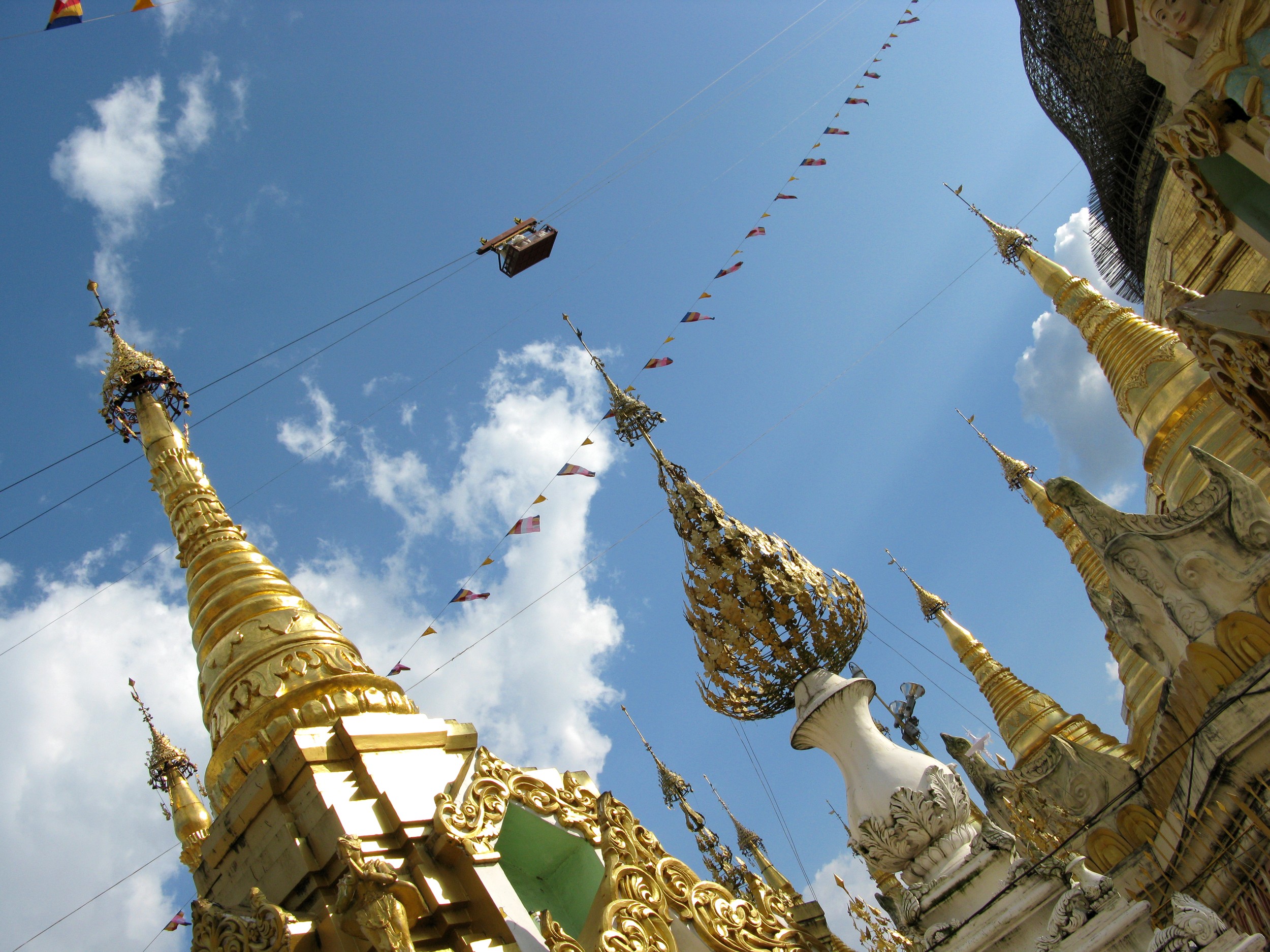 The Shwedagon Pagoda under a cloudy sky