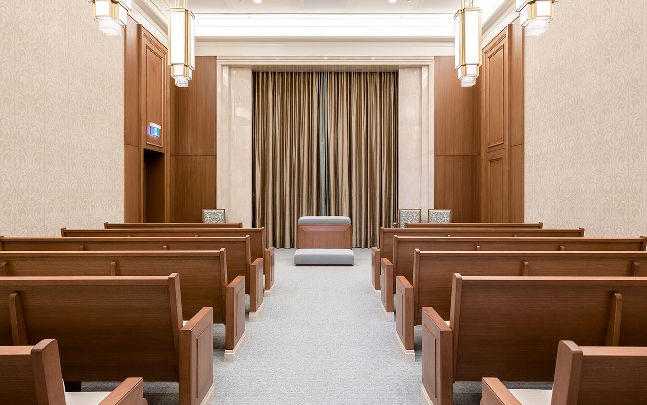 The temple's spire reaching towards the sky.