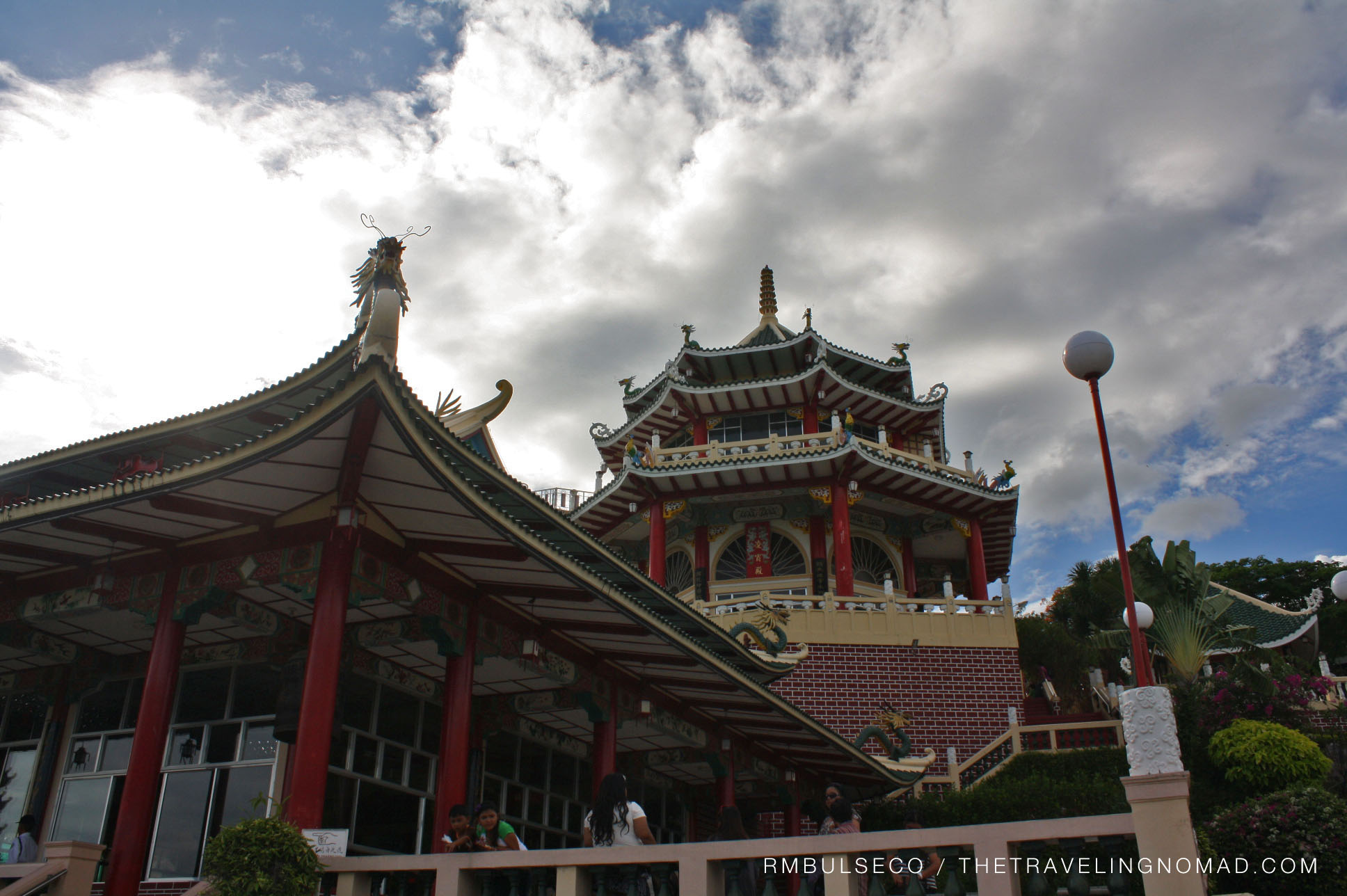 Replica of the Great Wall of China at the temple entrance