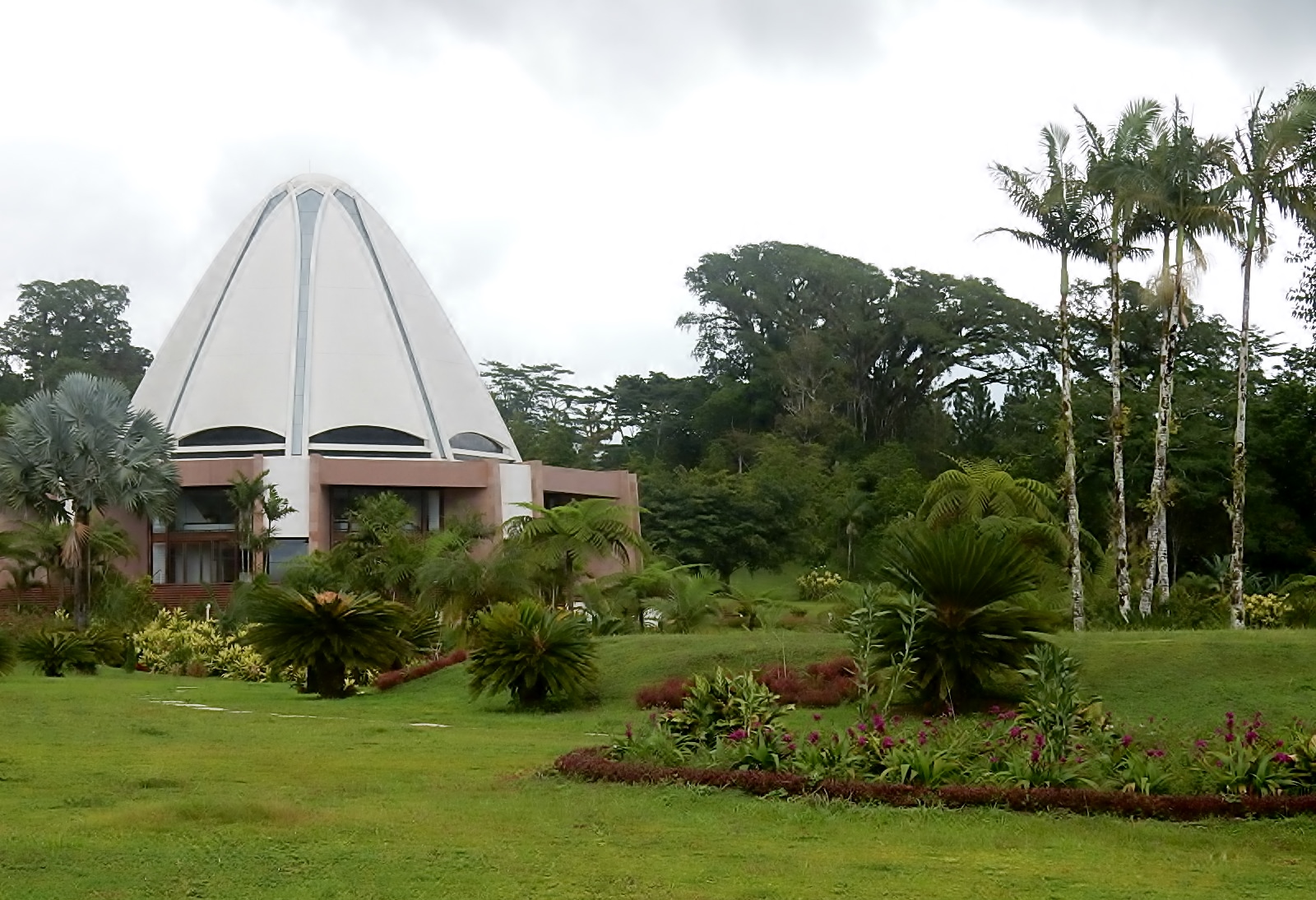 The beautiful architecture of the Apia Samoa Temple.