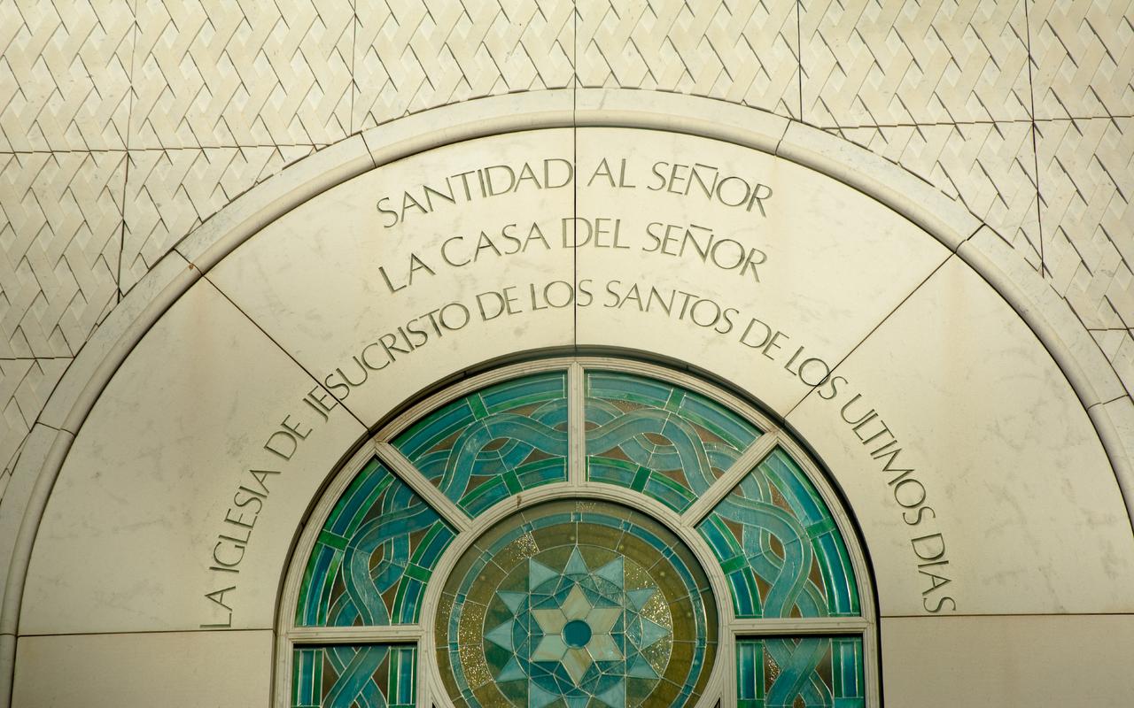 The temple's exterior is clad in Italian Camaro marble.