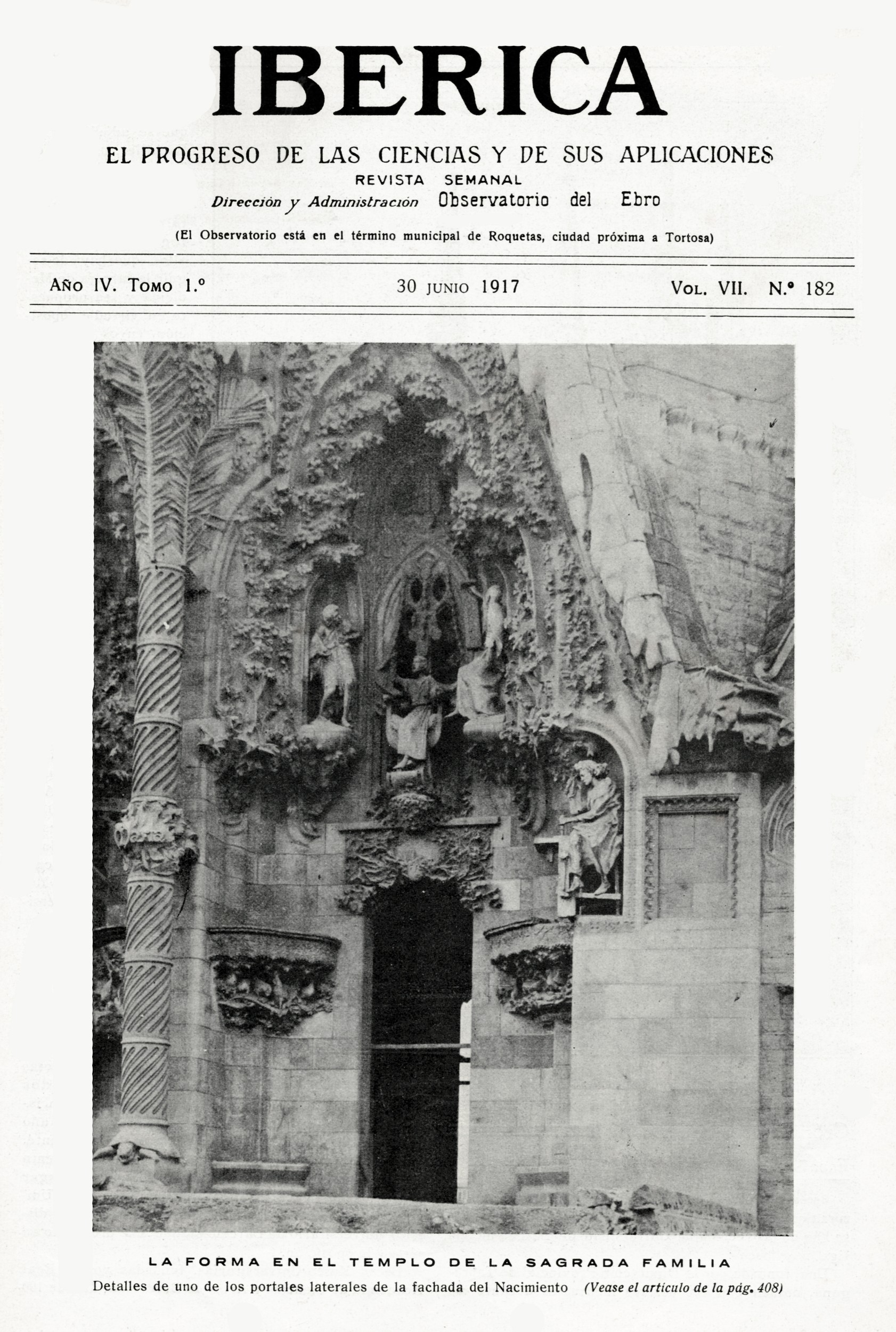 Historical view of the Nativity Facade under construction (1917)