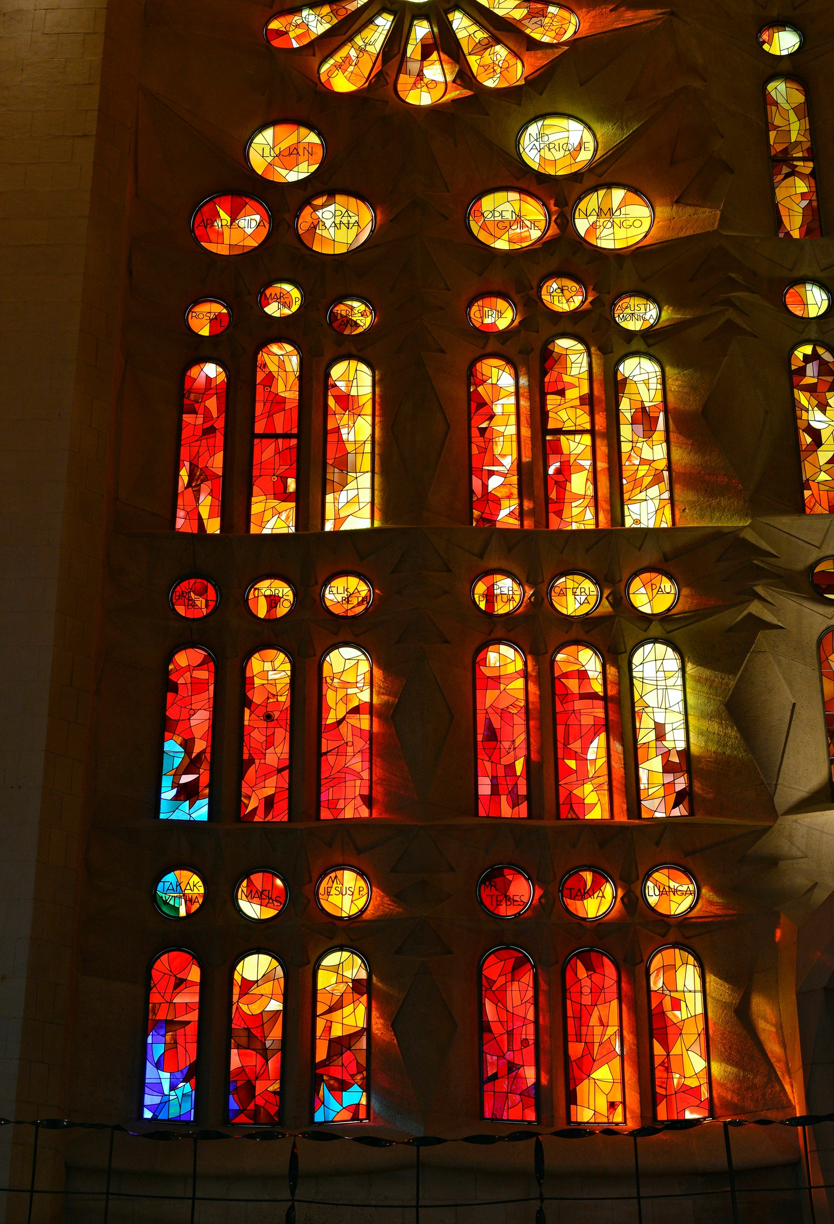 Light flooding through Joan Vila-Grau's stained glass windows