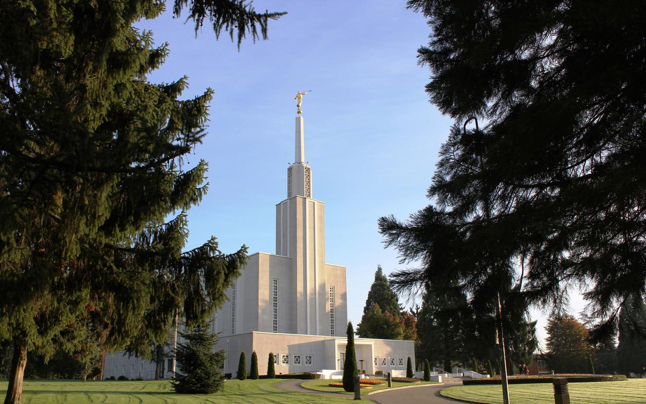 A closer view of the Bern Switzerland Temple.
