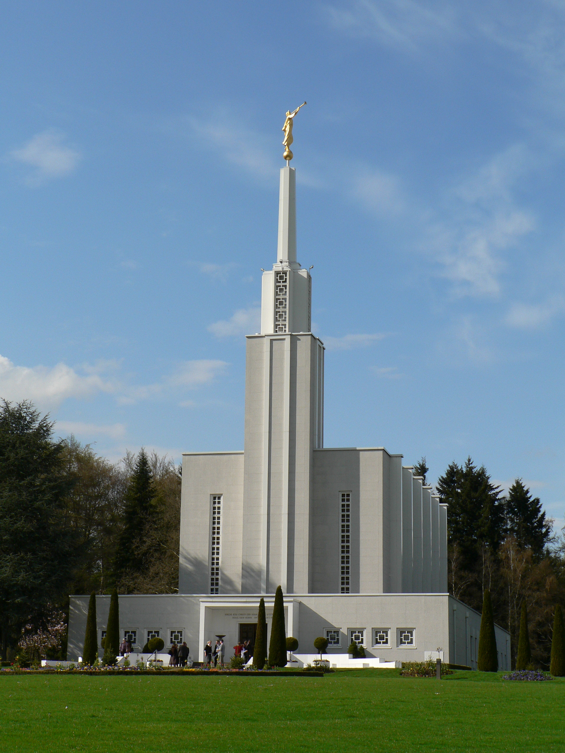 The Bern Switzerland Temple with a pathway.