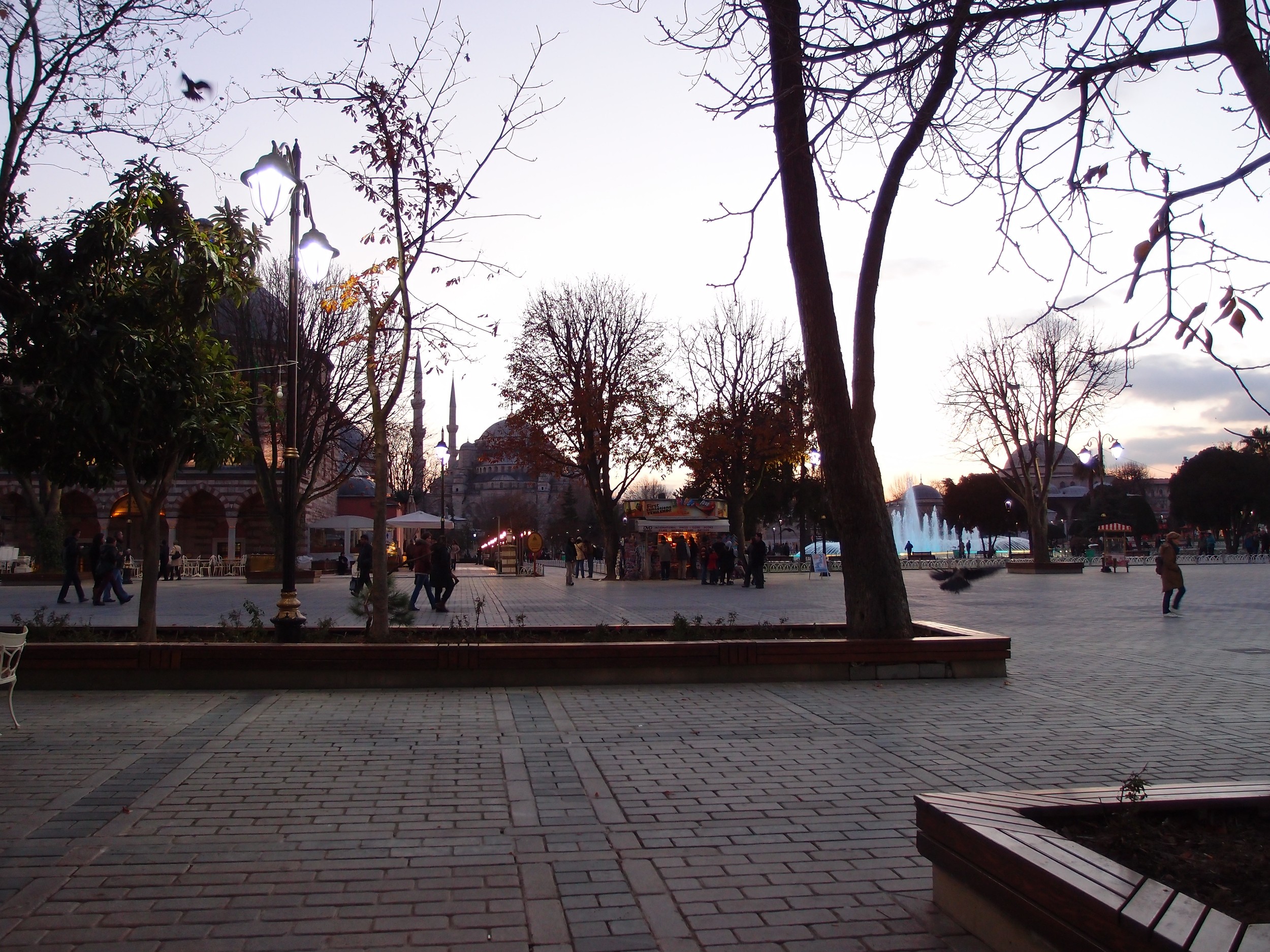 Exterior view of the Blue Mosque, showcasing its cascading domes and minarets.