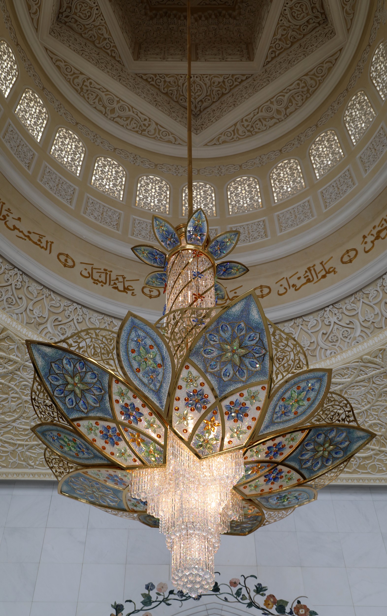 The main prayer hall, home to one of the world's largest hand-knotted carpets.