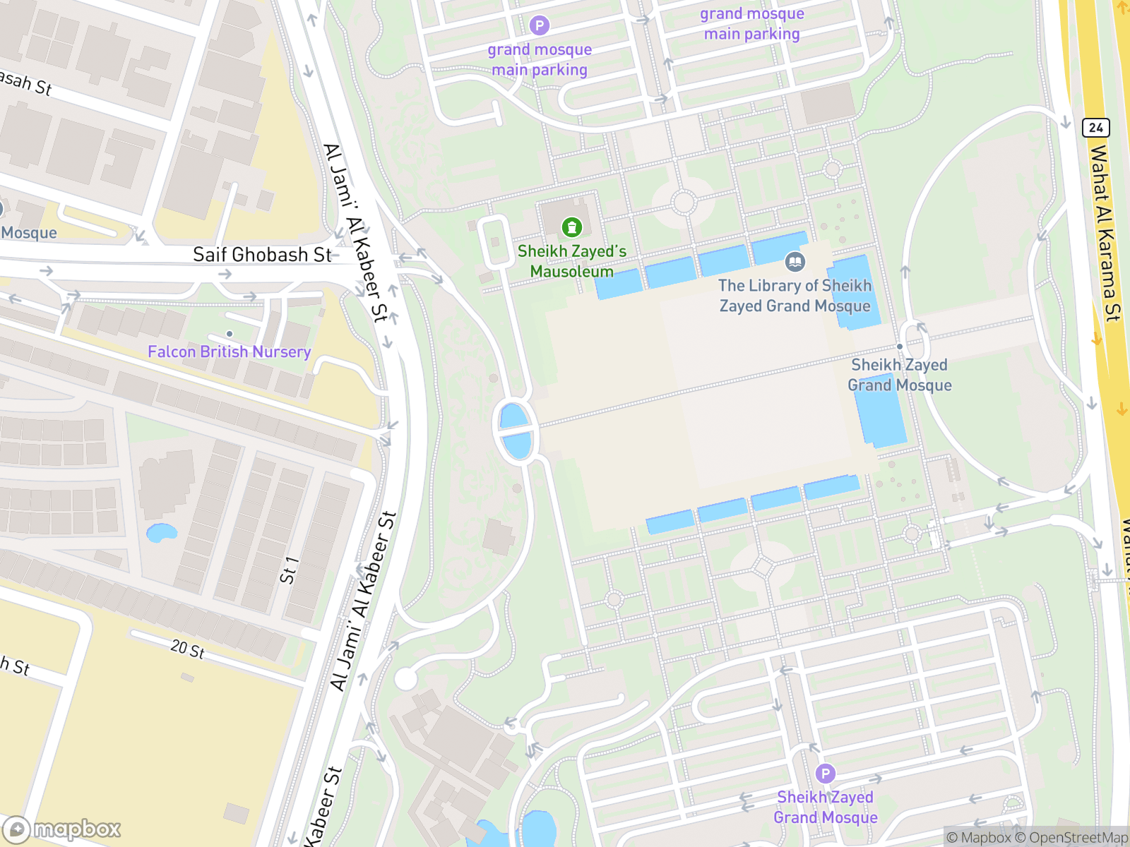 Map showing Sheikh Zayed Grand Mosque and surrounding area