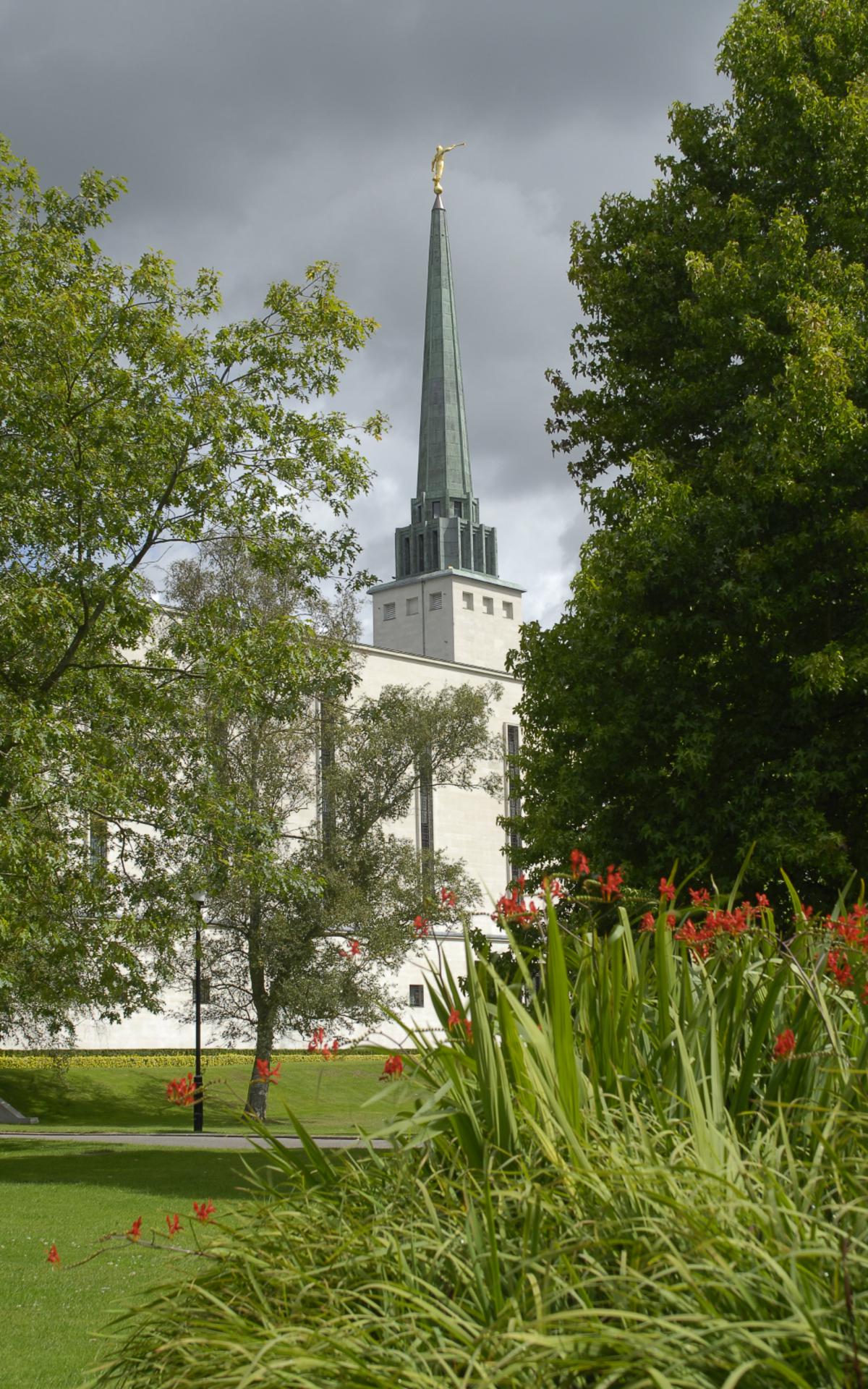 The temple's elegant architecture stands out against the sky.