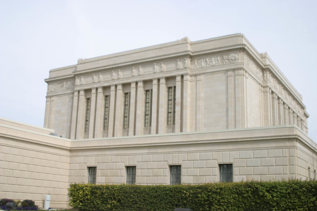The temple illuminated at twilight