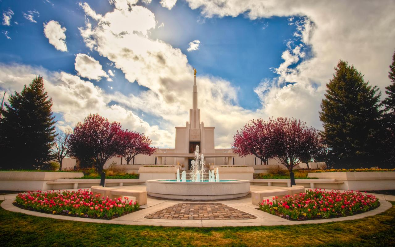 The precast stone exterior and elegantly proportioned single-spire design.