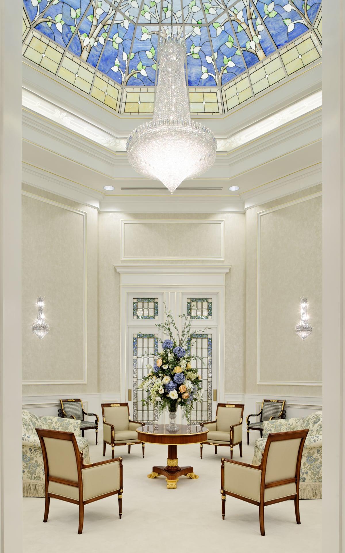 Aerial perspective showing the full temple property