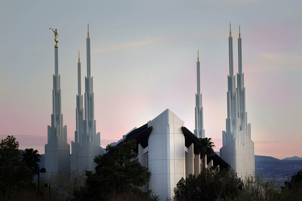 The Angel Moroni statue facing east