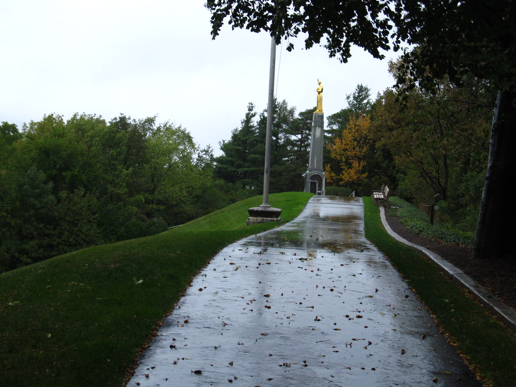 The Hill Cumorah with the Angel Moroni Monument.