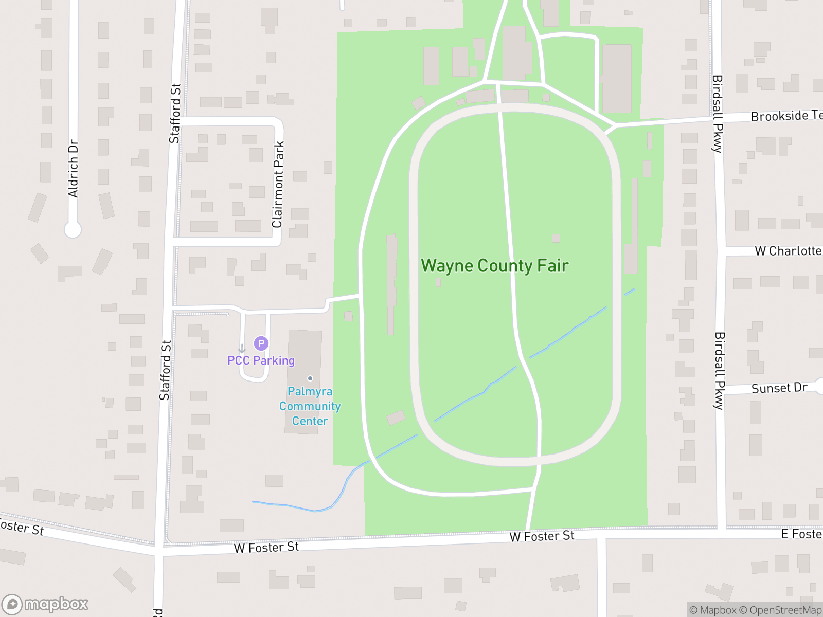 Map showing Sacred Grove and surrounding area