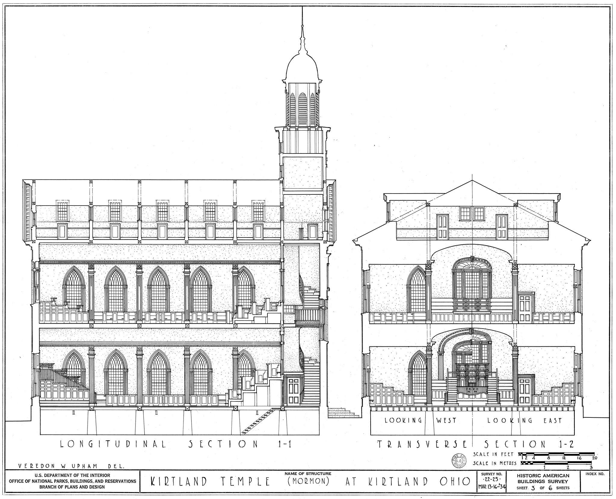 Exterior view of the Kirtland Temple.