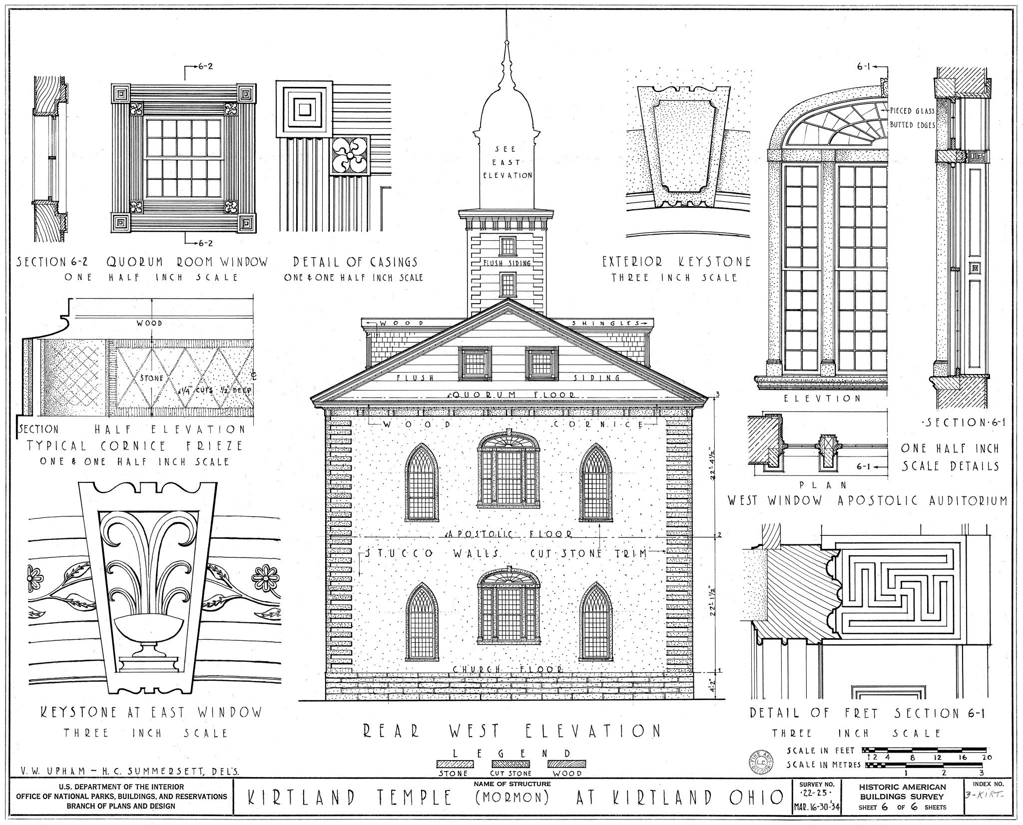 Close-up of the Kirtland Temple's architectural details.