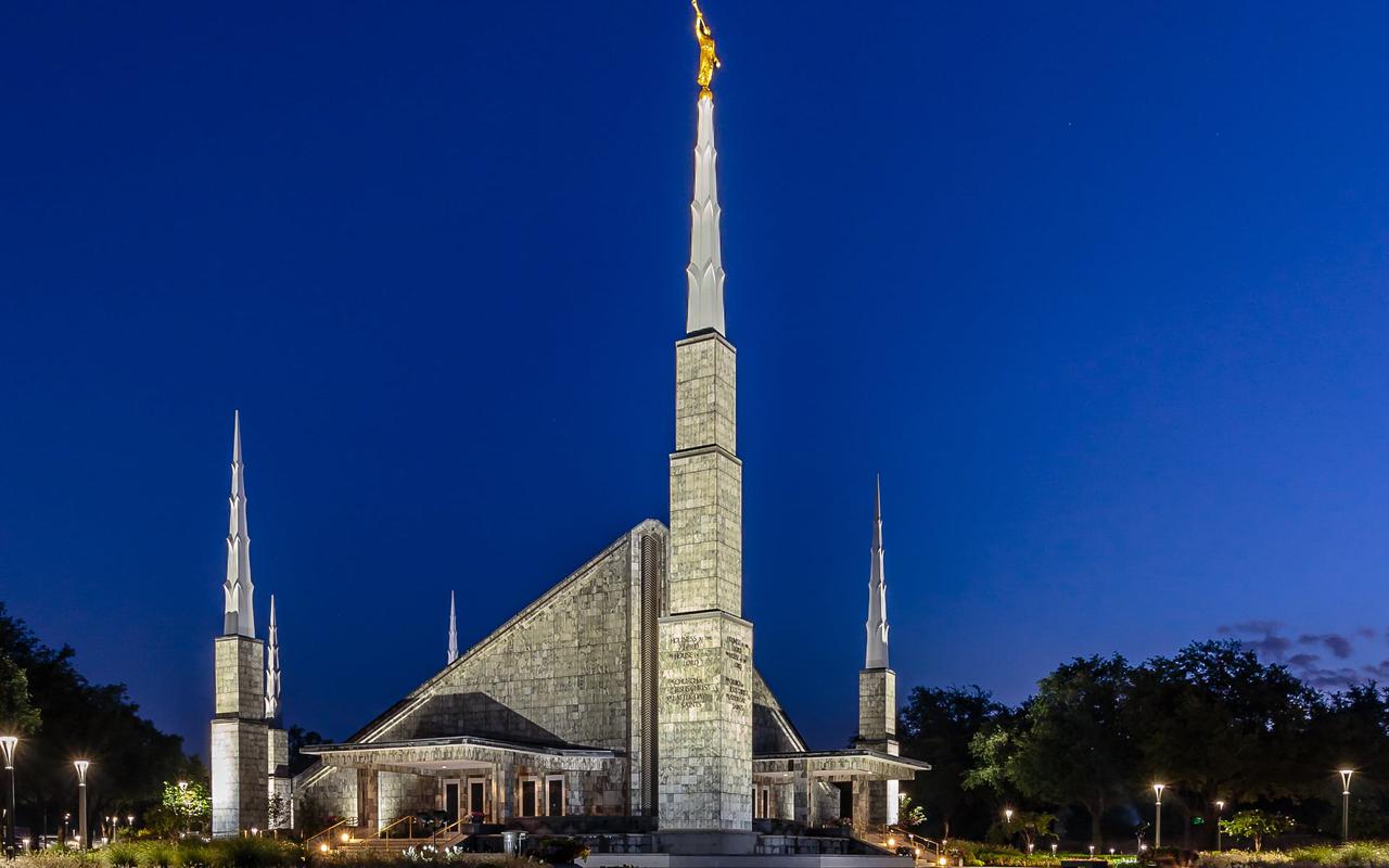 The front approach to the temple, showcasing the symmetry of the six-spire design.