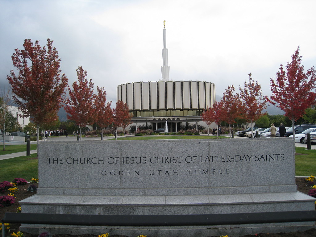 Historic view of the temple and original sign