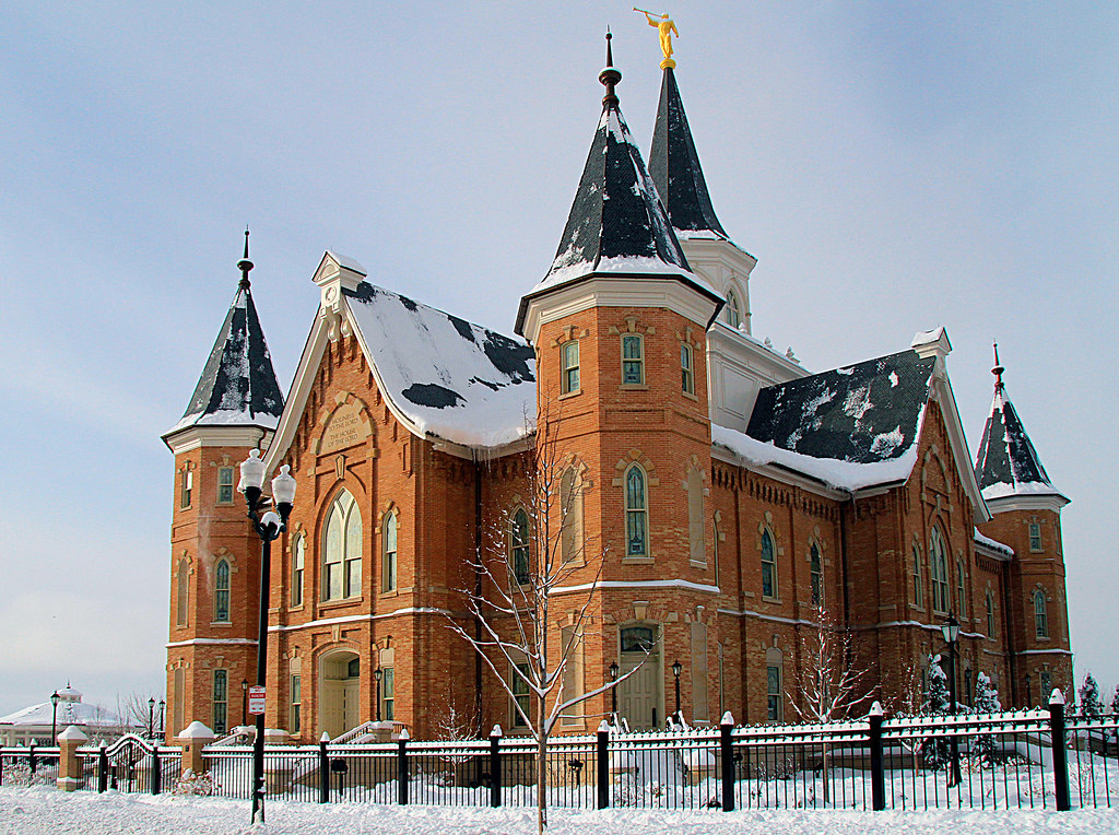 The temple illuminated at twilight