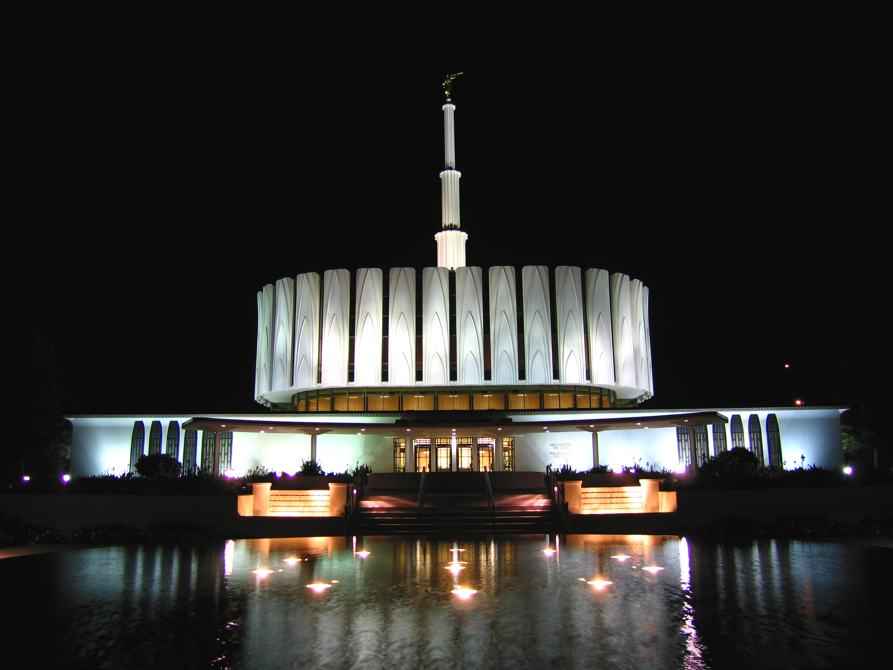 Night view with reflection in the temple pools