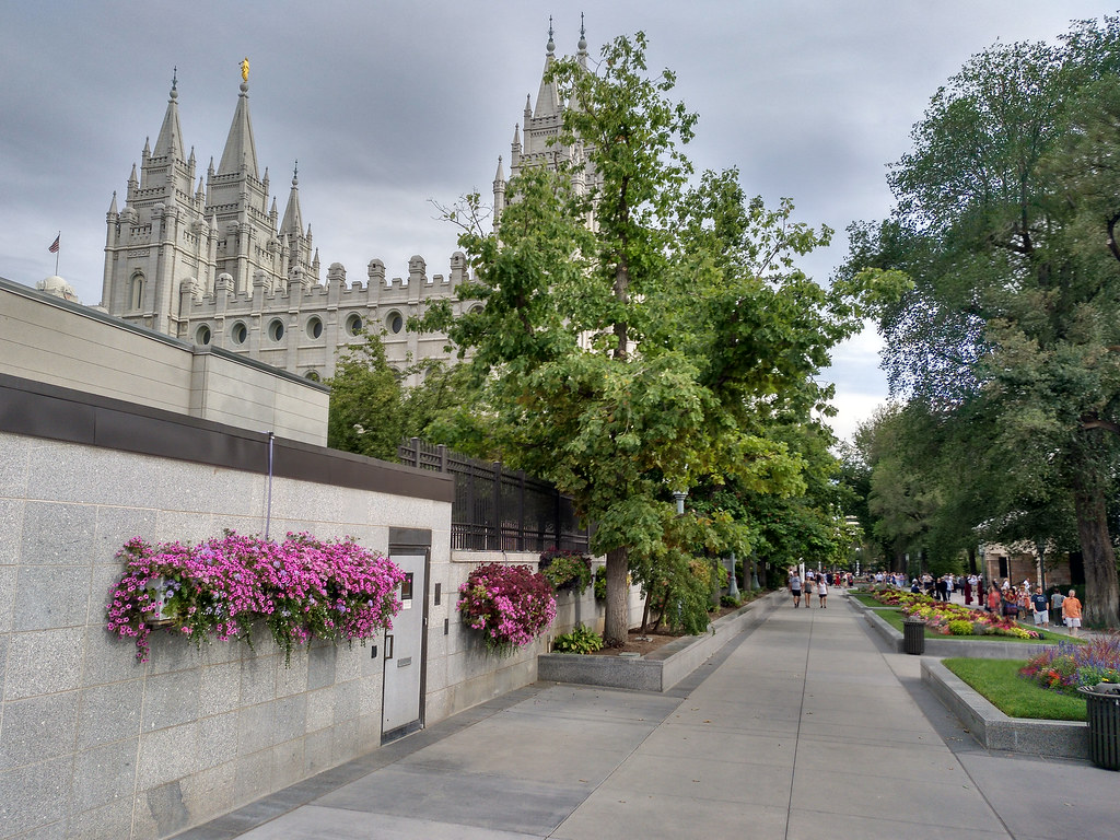 Temple with surrounding gardens